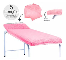 Carregar imagem no visualizador da galeria, LENÇOL DESCARTÁVEL ROSA COM ELÁSTICO 5 UNIDADES SANTA CLARA