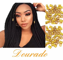 Carregar imagem no visualizador da galeria, ANEL PARA TRANÇA JUMBO DOURADO COM 50 UNIDADES