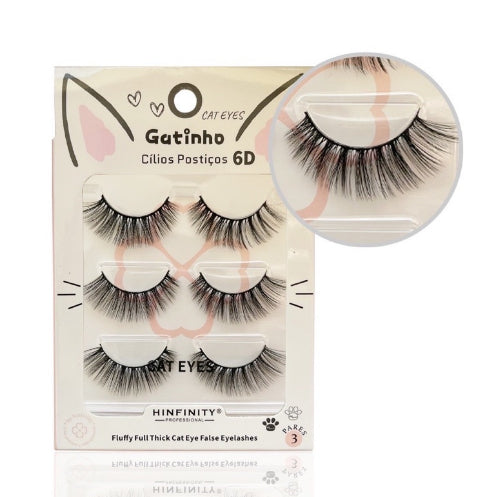 CÍLIOS COM 3 PARES GATINHO QUEEN CAT HINFINITY