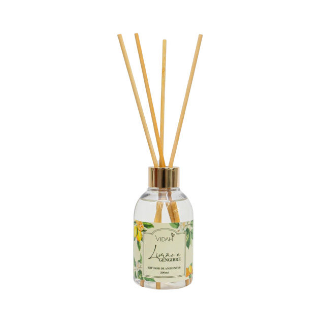 DIFUSOR DE AMBIENTES LIMÃO E GENGIBRE VIDAH 200ML
