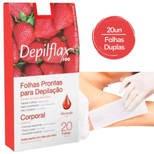 Carregar imagem no visualizador da galeria, FOLHAS PRONTAS CORPORAIS DEPILFLAX MORANGO COM 20 UNIDADES