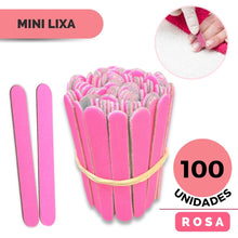 Carregar imagem no visualizador da galeria, LIXA DE UNHA ROSA 8CM COM 100 UNIDADES PLIN