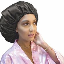 Carregar imagem no visualizador da galeria, TOUCA GRANDE DE CETIM PRETA SANTA CLARA
