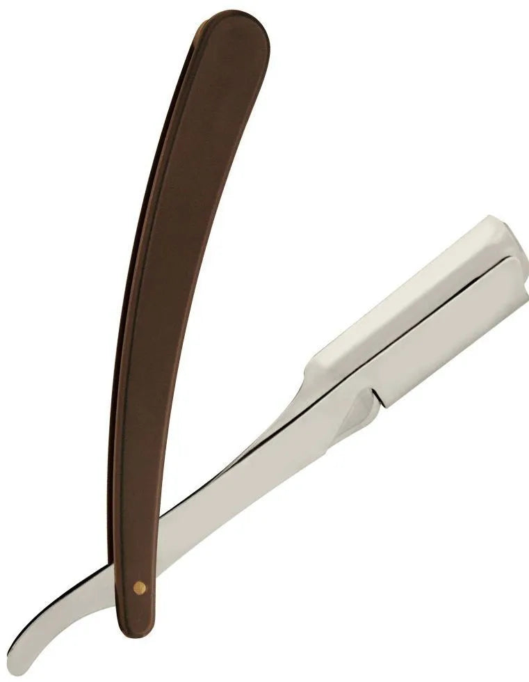 NAVALHETE BARBER INOX CABO MARROM SANTA CLARA