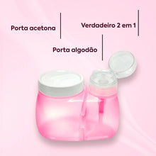 Carregar imagem no visualizador da galeria, DOSADOR DE ACETONA COM PORTA ALGODÃO ROSA SANTA CLARA