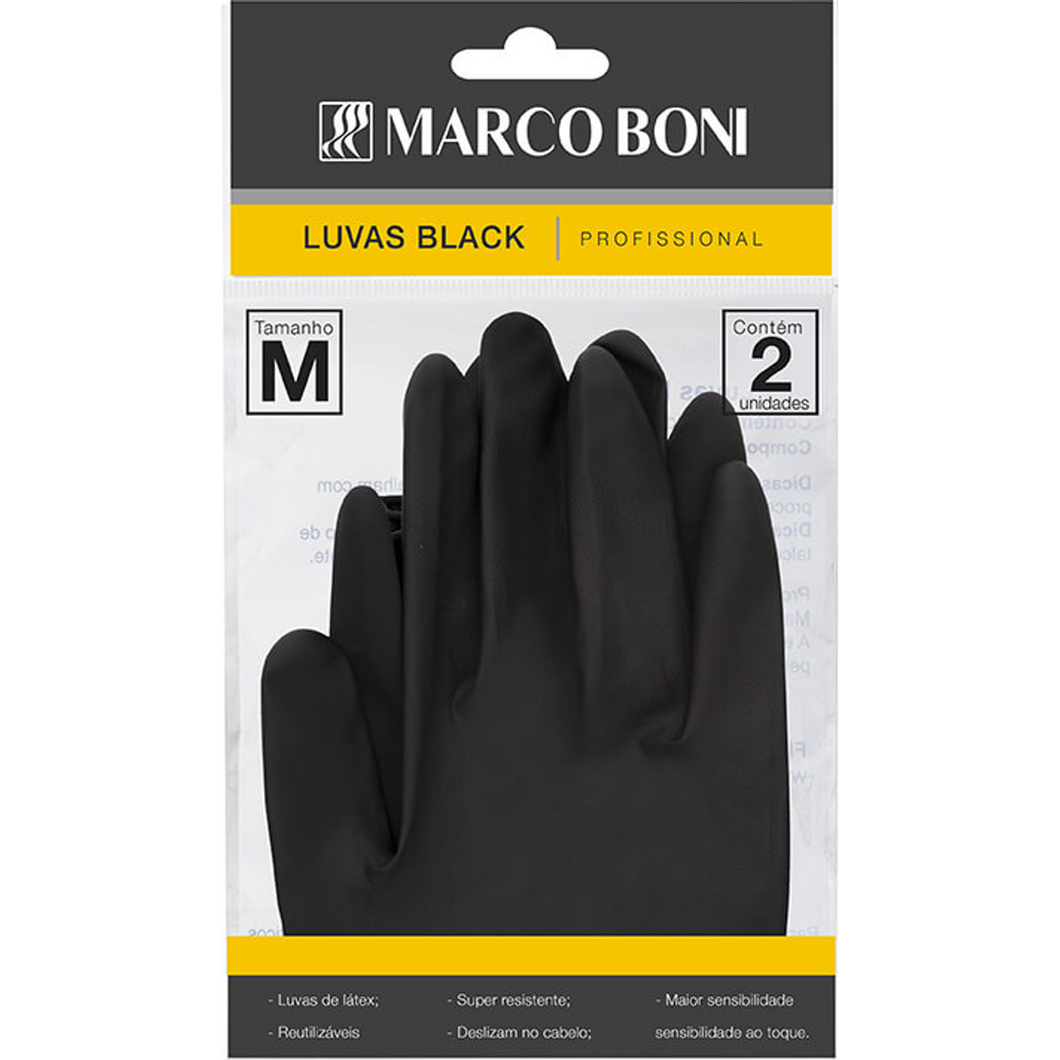 LUVAS BLACK TAMANHO MÉDIO COM 2 UNIDADES MARCO BONI