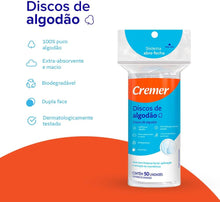 Carregar imagem no visualizador da galeria, DISCOS DE ALGODÃO COM 50 UNIDADES CREMER
