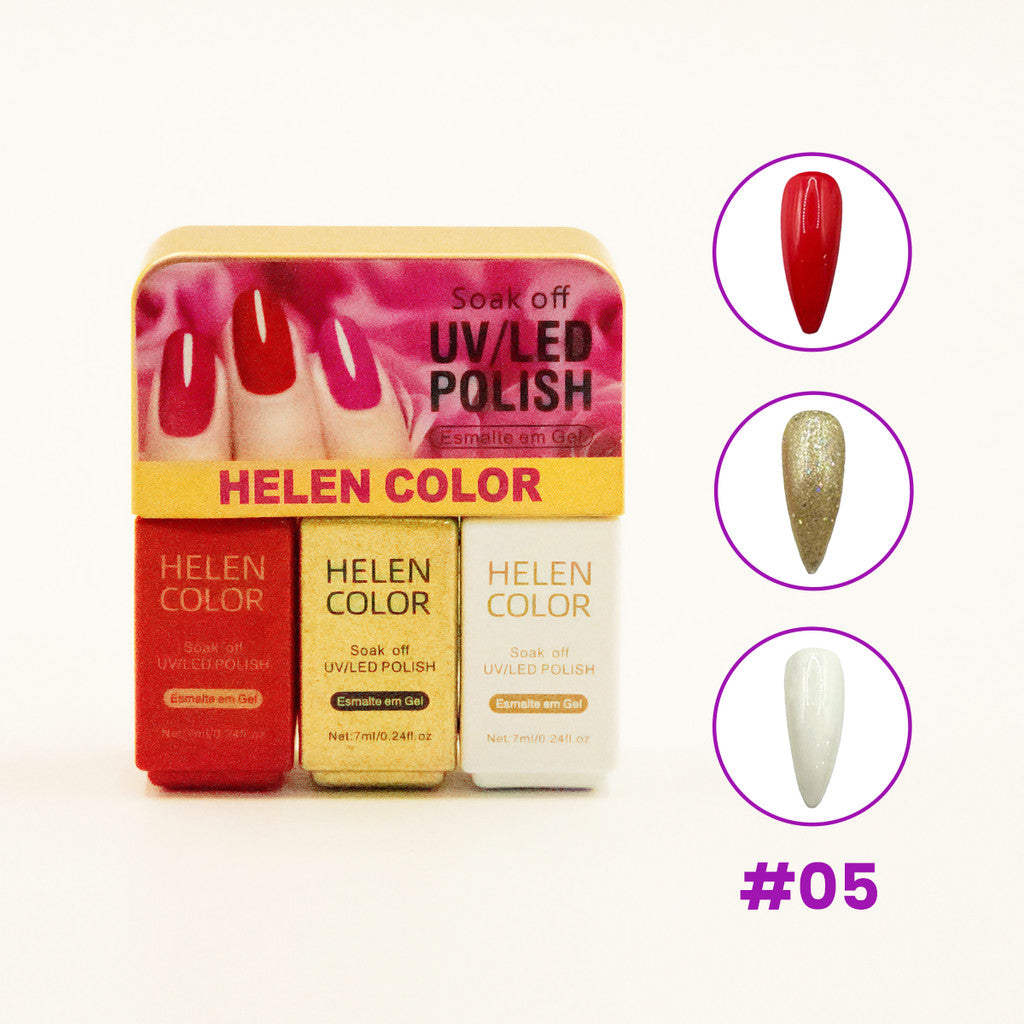 KIT 3 ESMALTE EM GEL HELEN COLOR 7ML
