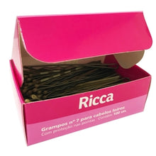 Carregar imagem no visualizador da galeria, GRAMPOS PARA CABELO N.7 LOIRO COM 100 UNIDADES RICCA
