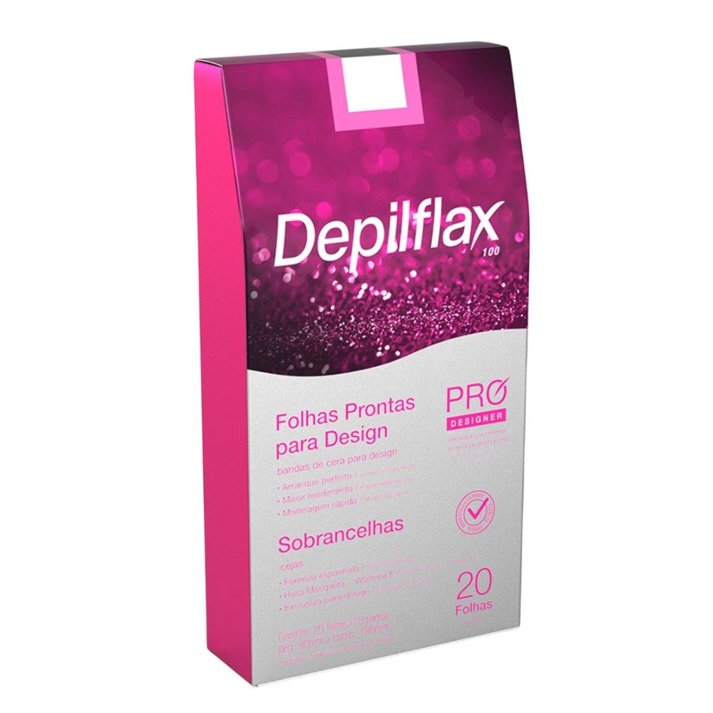 FOLHAS PRONTAS PARA DESIGN DE SOBRANCELHAS DEPILFLAX ROSA COM 20 UNIDADES