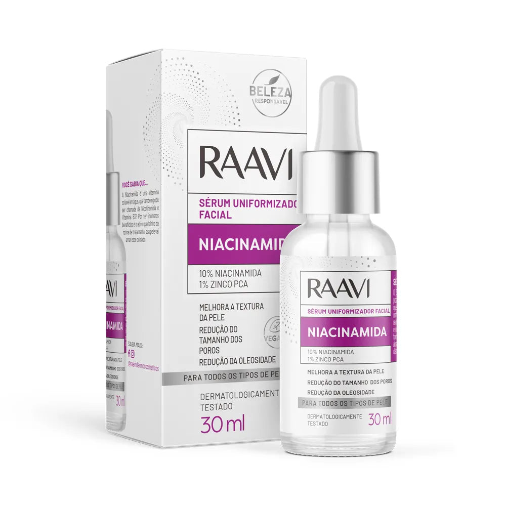 SÉRUM UNIFORMIZADOR FACIAL NIACINAMIDA RAAVI 30ML