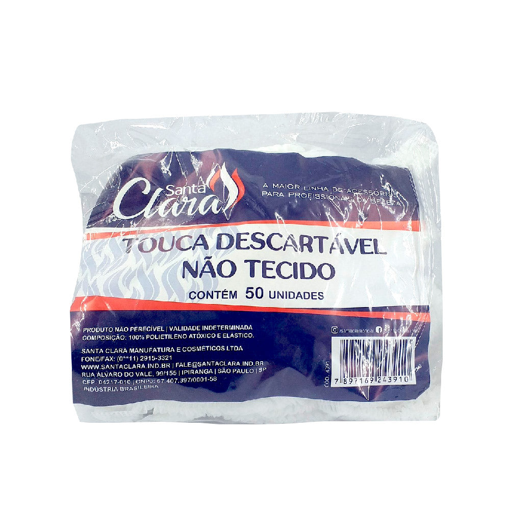 TOUCA DESCARTÁVEL NÃO TECIDO COM 50 UNIDADES SANTA CLARA
