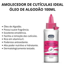 Carregar imagem no visualizador da galeria, AMOLECEDOR DE CUTÍCULAS COM ÓLEO DE ALGODÃO IDEAL 100ML
